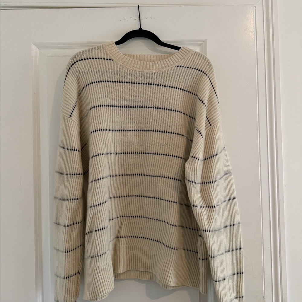 Banana Republic Cream and Black Ribbed Sweater